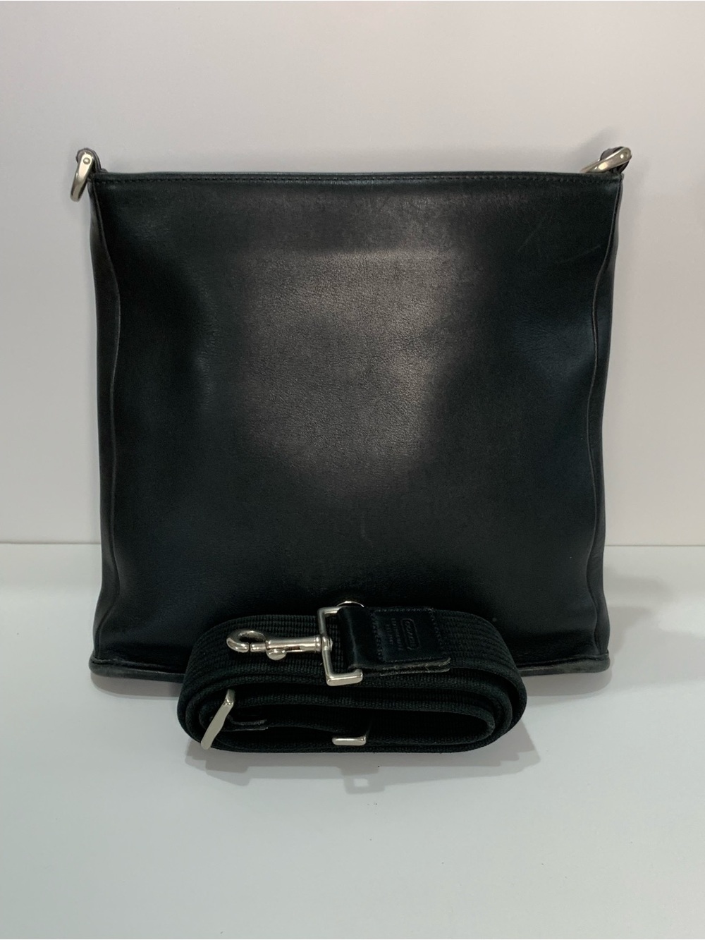 COACH Black Leather Messenger Bag: Vintage Legacy Metro Flap #9431